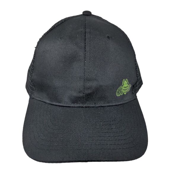 Nissin Men's Strapback Mesh Back Hat Black Adjustable Graphic Bee Logo - Picture 1 of 7